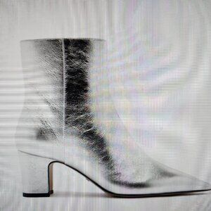 Arezzo Silver " Jemma" Block Booties. Leather. NIB. Size: Various